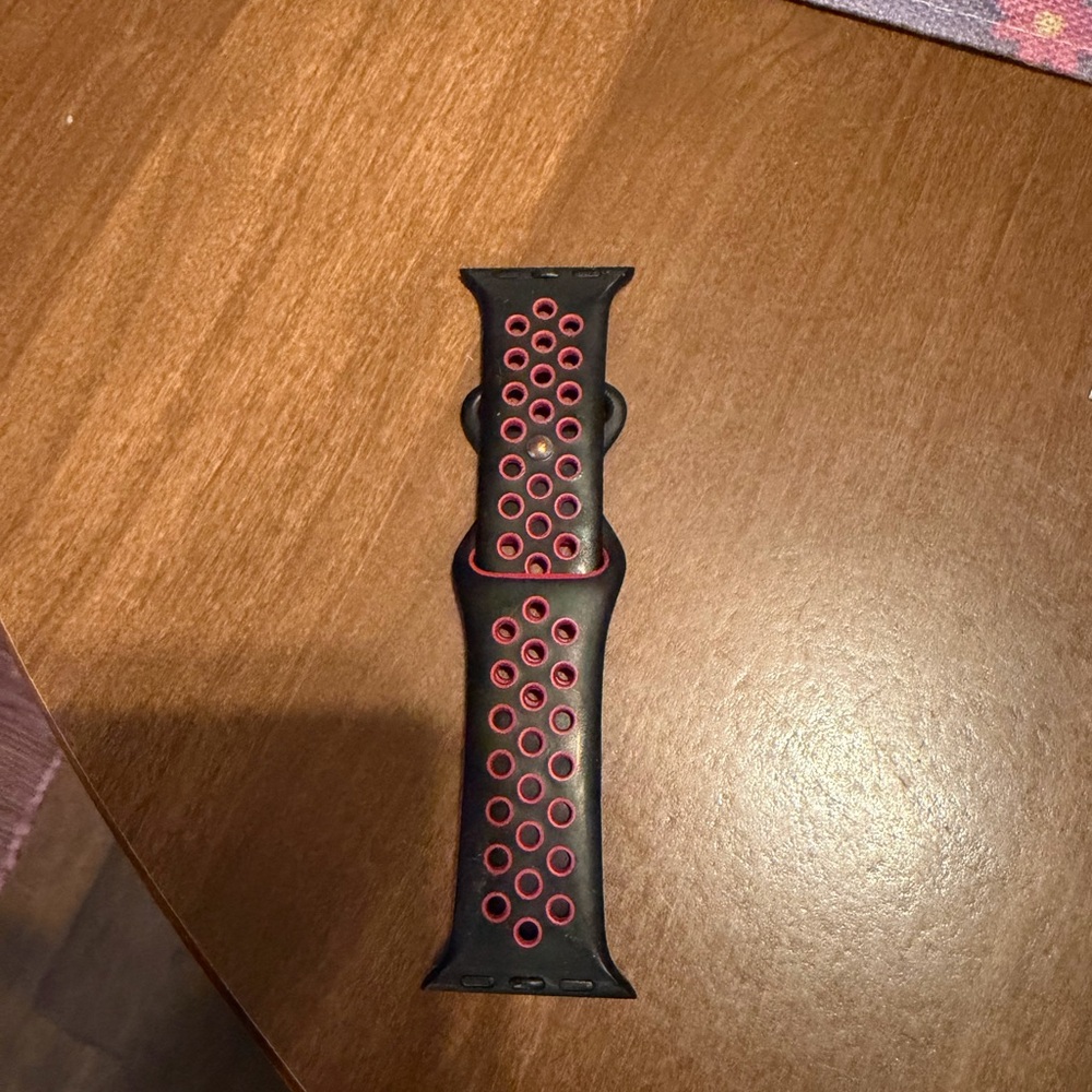 Black and Red Perforated Sport Watch Band